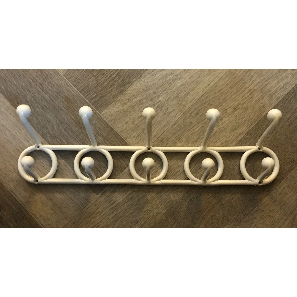 Vintage MCM YAFFA Wall Hooks Towel Hat Coat Rack Do Re Mi White